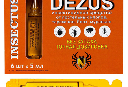 Dezus: poloska, csótány, bolha, hangya (szagtalan)