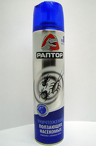 Aerosol Raptor από έρποντα έντομα - αποτελεσματικό, συμπεριλαμβανομένων των κοριών